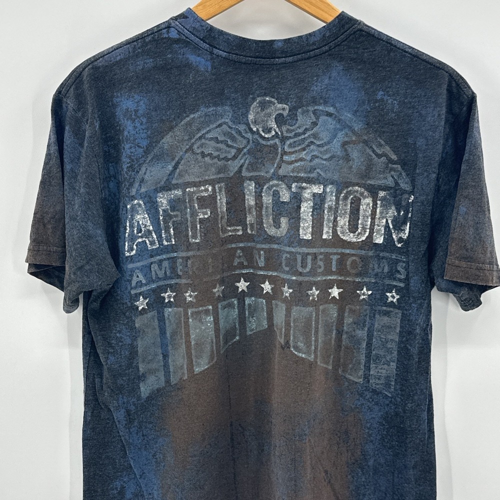 Affliction Shirt Mens Large Short Sleeve T Skull Biker Goth Y2K Emo‎ Patch MC L - Picture 5 of 9